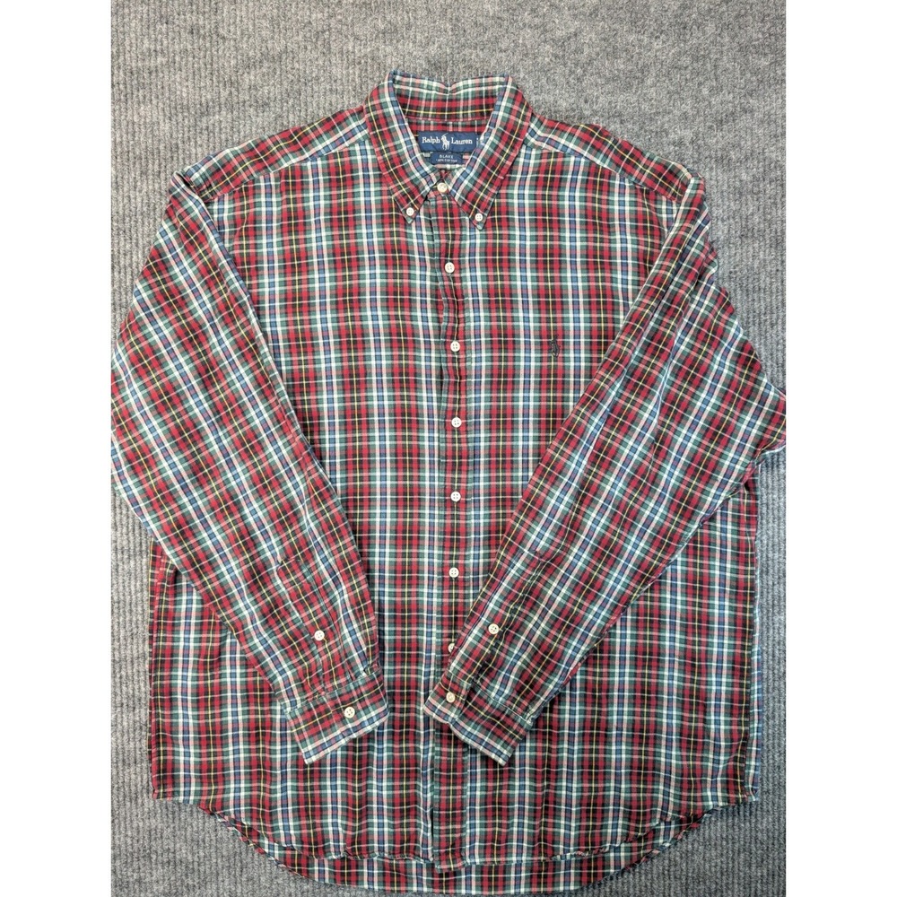 Polo Ralph Lauren Blake Shirt Men's XL Red Blue Green Plaid Button Down Cotton